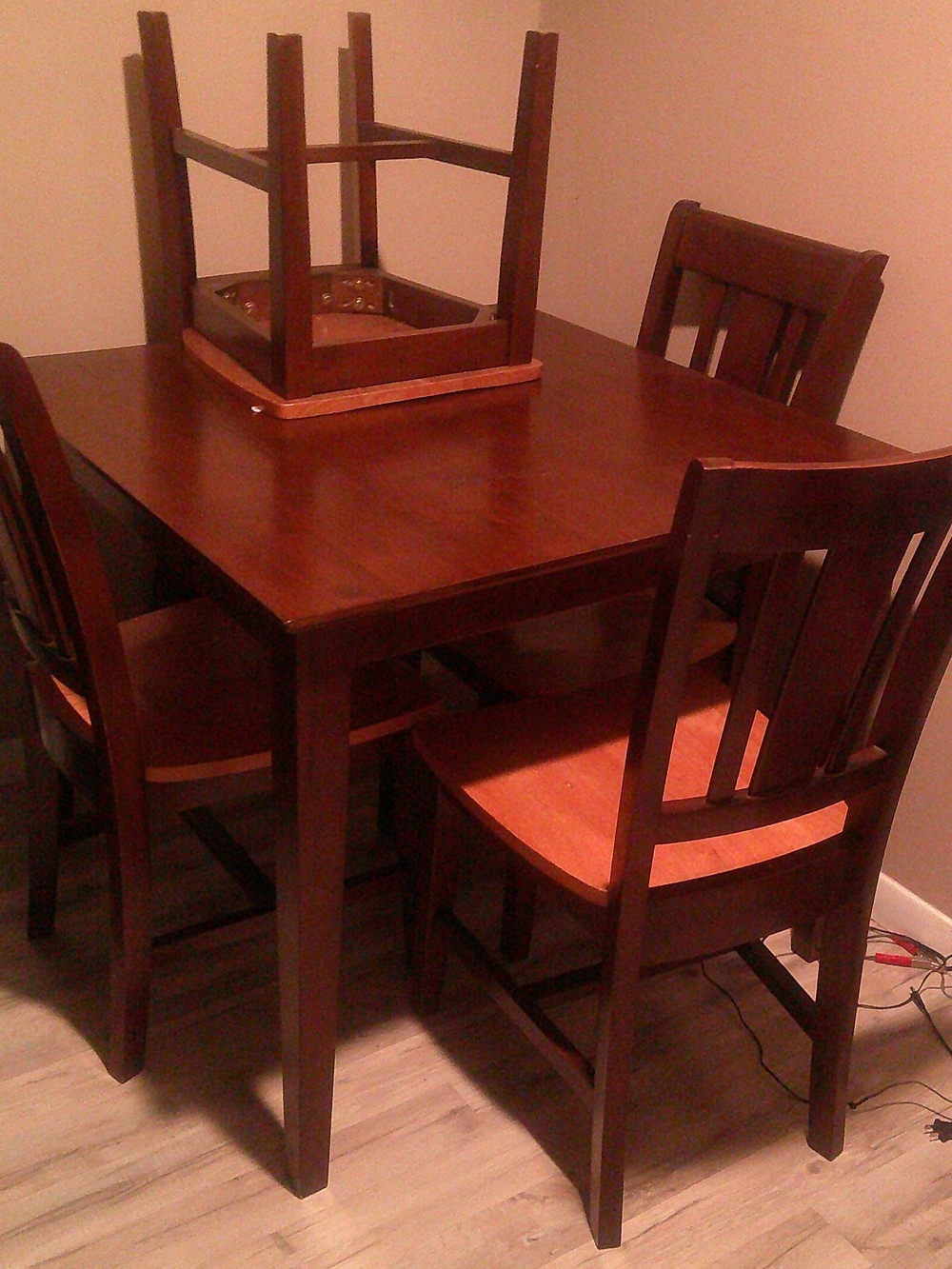 Classic Dark Brown Wood Dining Table and Chairs Set